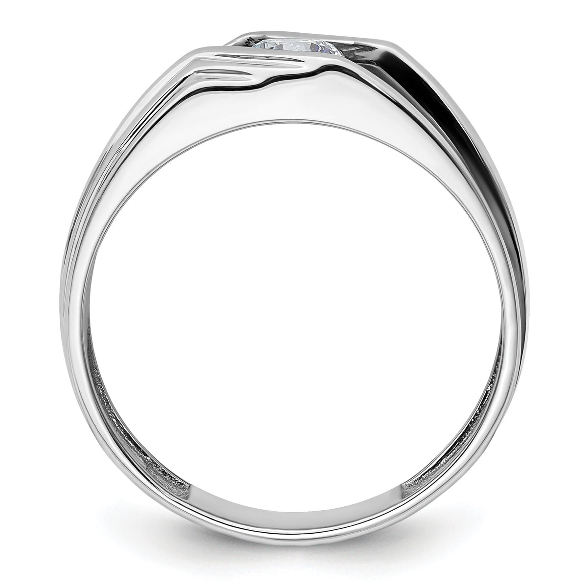14k White Gold w/ Blk RH 3/8 ct Lab Grown Dia VS/SI+ G+ Comp Men's Ring-B220083