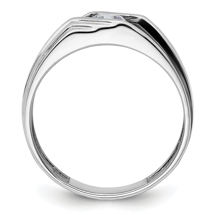 14k White Gold w/ Blk RH 3/8 ct Lab Grown Dia VS/SI+ G+ Comp Men's Ring-B220083