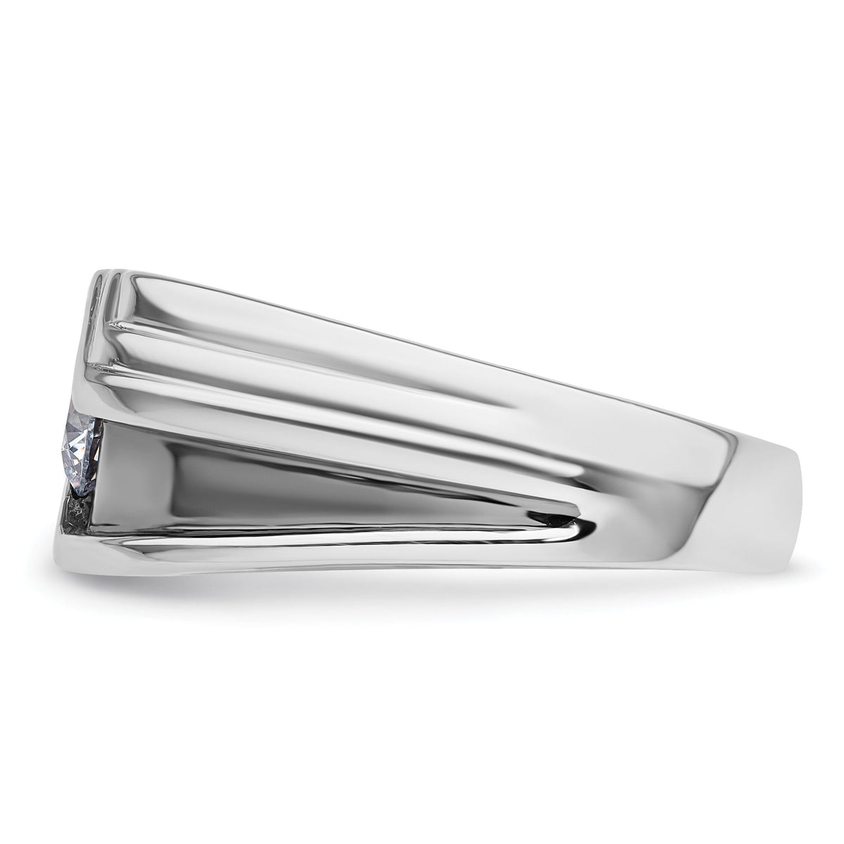 14k White Gold w/ Blk RH 3/8 ct Lab Grown Dia VS/SI+ G+ Comp Men's Ring-B220083