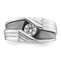 14k White Gold w/ Blk RH 3/8 ct Lab Grown Dia VS/SI+ G+ Comp Men's Ring-B220083