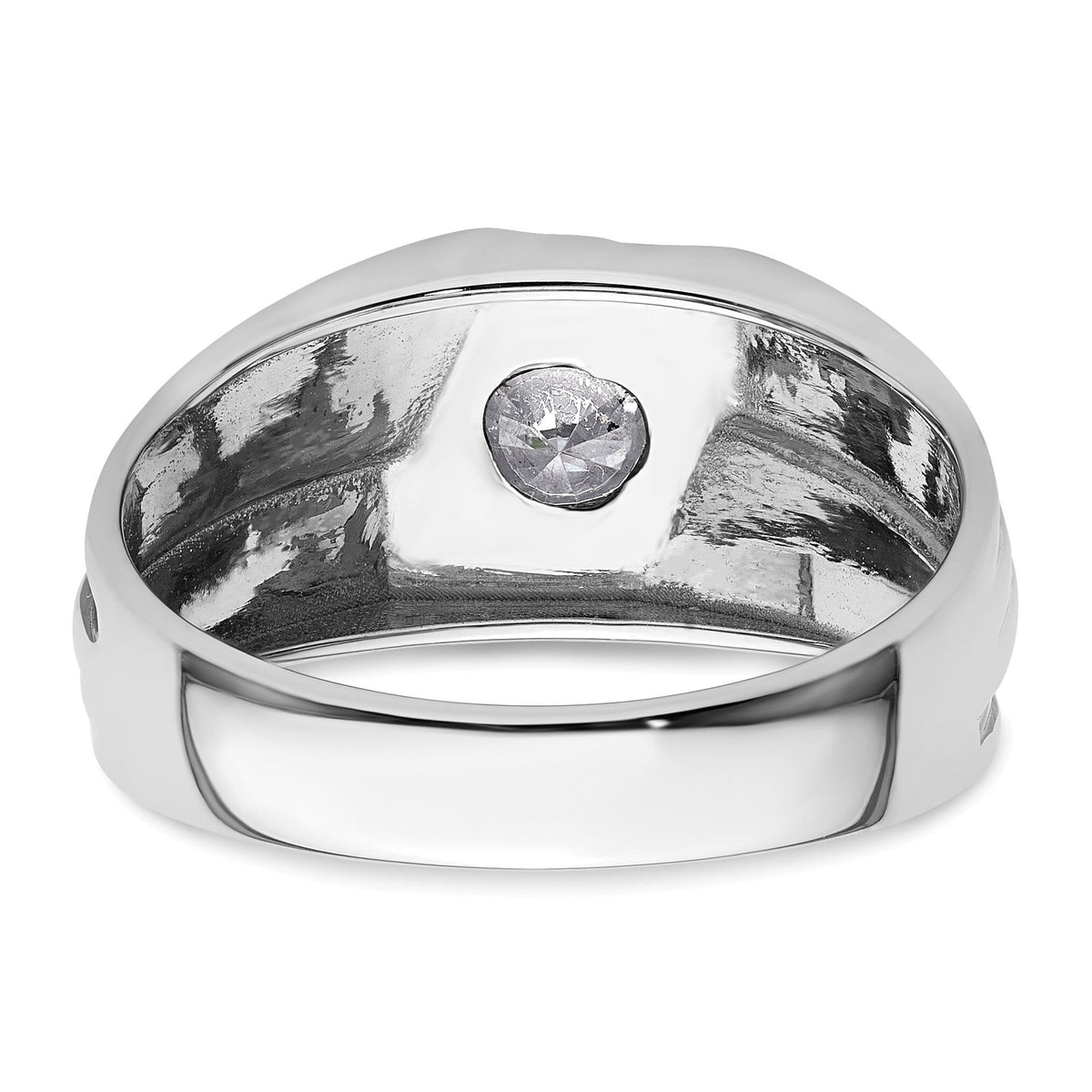 14k White Gold w/ Blk RH 3/8 ct Lab Grown Dia VS/SI+ G+ Comp Men's Ring-B220083
