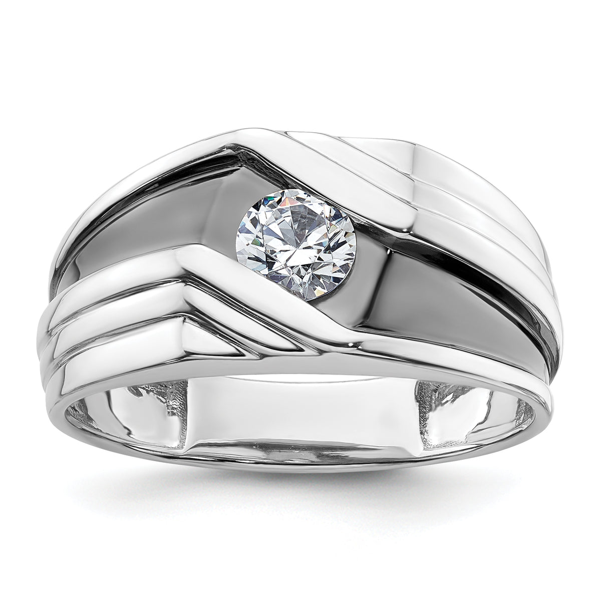 14k White Gold w/ Blk RH 3/8 ct Lab Grown Dia VS/SI+ G+ Comp Men's Ring-B220083-4WLG