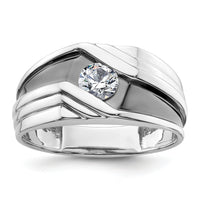14k White Gold w/ Blk RH 3/8 ct Lab Grown Dia VS/SI+ G+ Comp Men's Ring-B220083