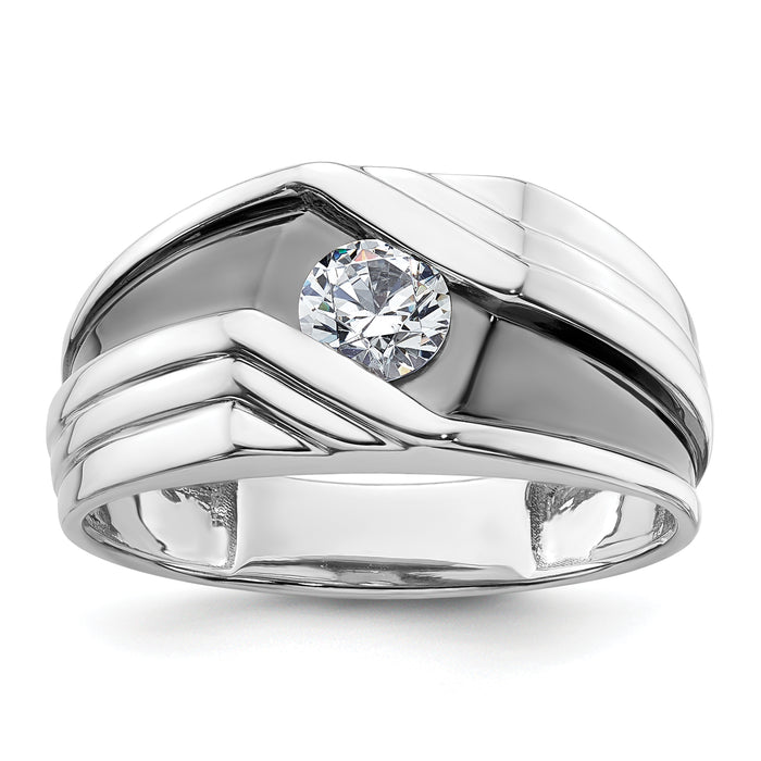 14k White Gold w/ Blk RH 3/8 ct Lab Grown Dia VS/SI+ G+ Comp Men's Ring-B220083-4WLG