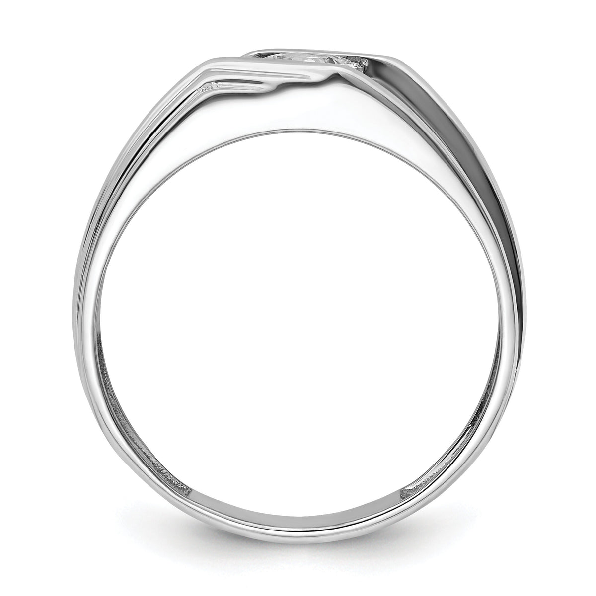 14k White Gold w/ Blk RH 1/2 ct Lab Grown Dia VS/SI+ G+ Complete Men's Ring-B220084