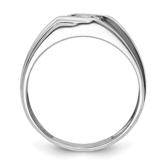 14k White Gold w/ Blk RH 1/2 ct Lab Grown Dia VS/SI+ G+ Complete Men's Ring-B220084