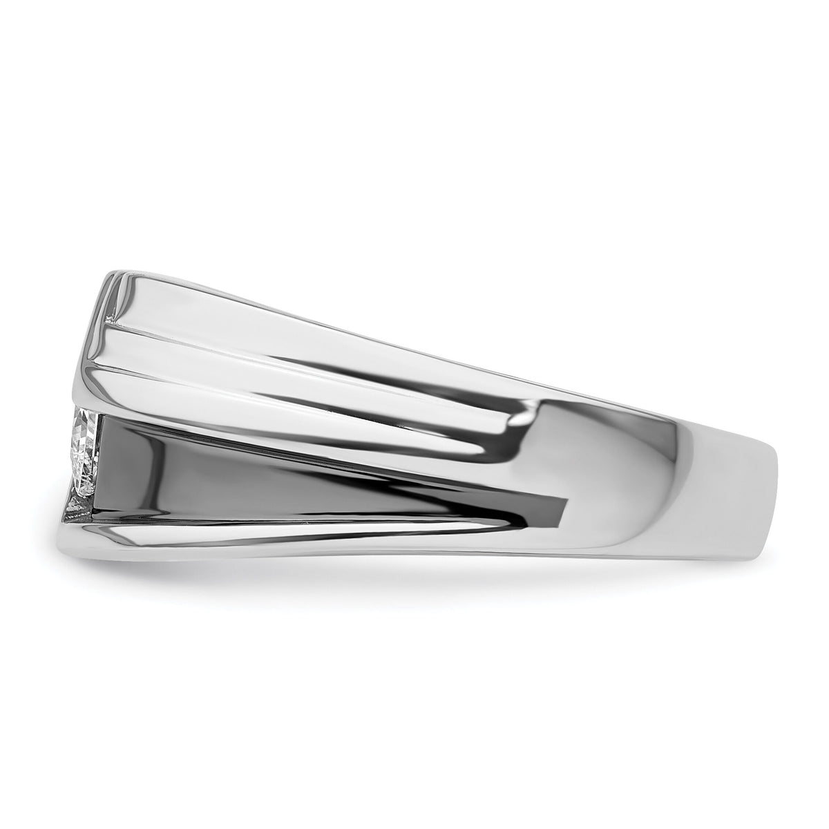 14k White Gold w/ Blk RH 1/2 ct Lab Grown Dia VS/SI+ G+ Complete Men's Ring-B220084