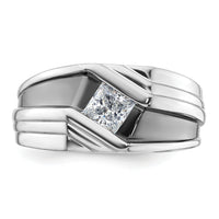 14k White Gold w/ Blk RH 1/2 ct Lab Grown Dia VS/SI+ G+ Complete Men's Ring-B220084