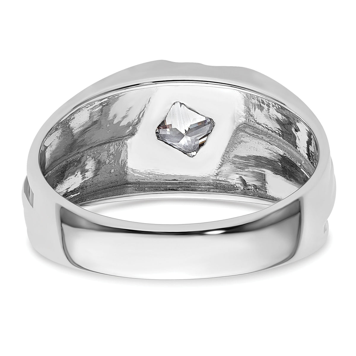 14k White Gold w/ Blk RH 1/2 ct Lab Grown Dia VS/SI+ G+ Complete Men's Ring-B220084