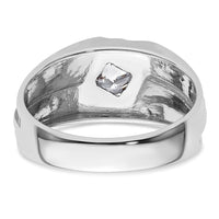 14k White Gold w/ Blk RH 1/2 ct Lab Grown Dia VS/SI+ G+ Complete Men's Ring-B220084