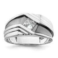 14k White Gold w/ Blk RH 1/2 ct Lab Grown Dia VS/SI+ G+ Complete Men's Ring-B220084