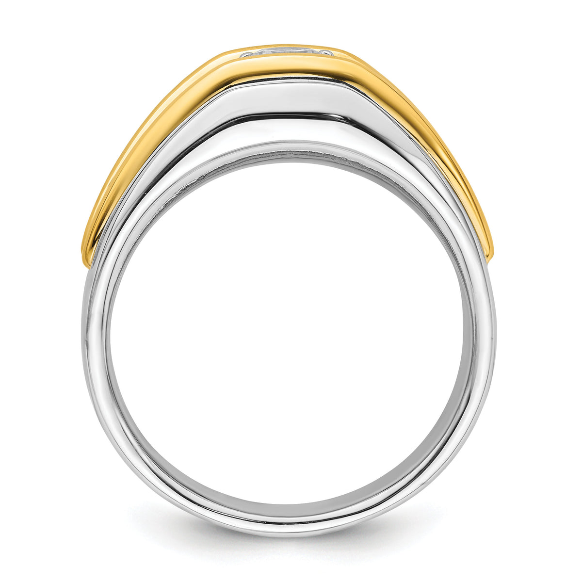 14k Two-tone 1/2 ct Lab Grown Diamond VS/SI+ G+ 3 Stone Comp Men's Ring-B220089
