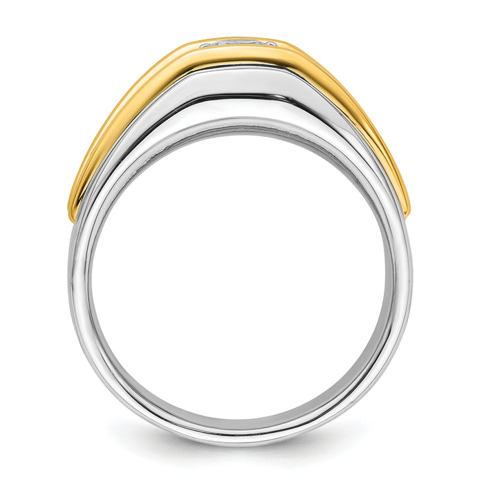 14k Two-tone 1/2 ct Lab Grown Diamond VS/SI+ G+ 3 Stone Comp Men's Ring-B220089