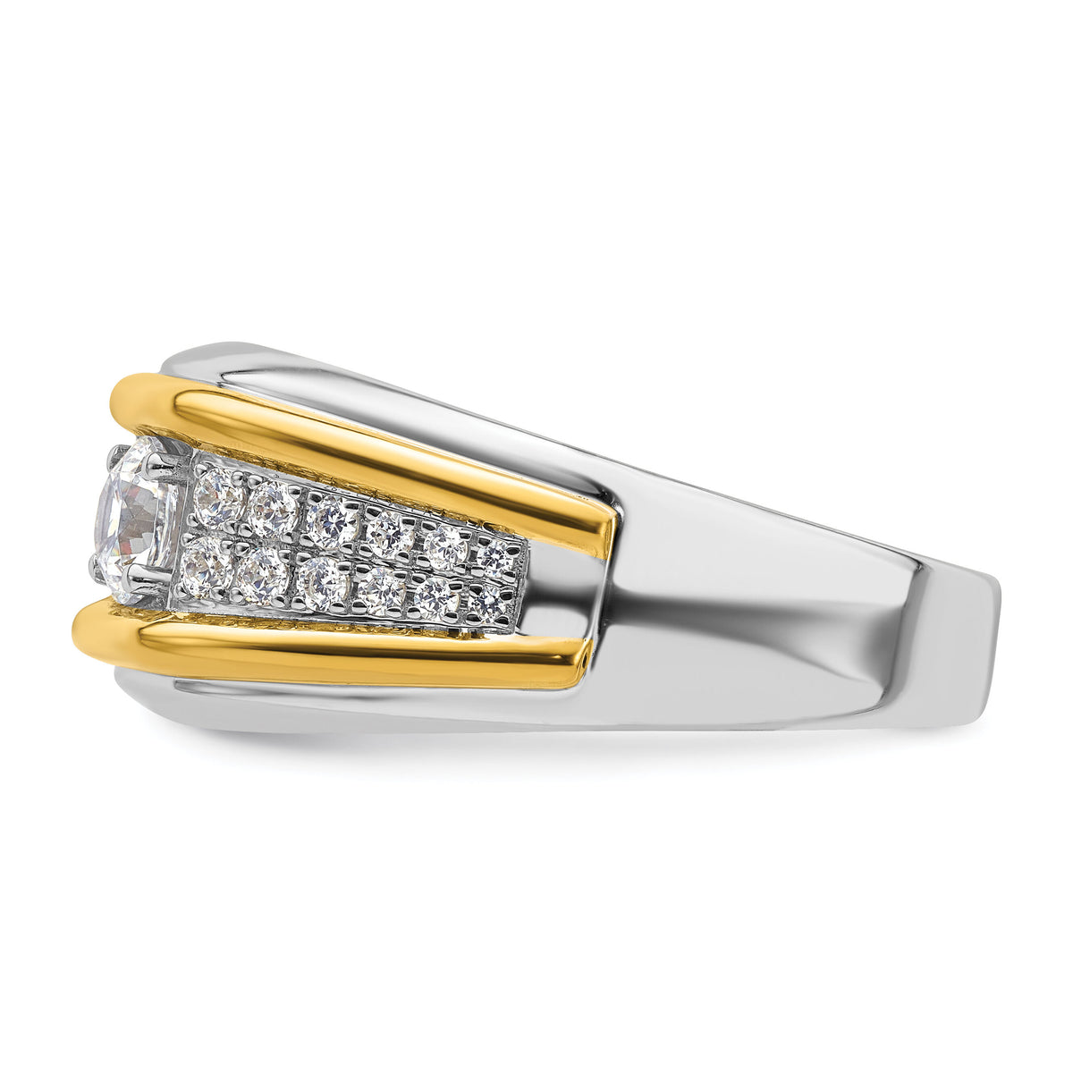 14k Two-tone 1/2 ct Lab Grown Diamond VS/SI+ G+ 3 Stone Comp Men's Ring-B220089