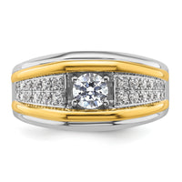 14k Two-tone 1/2 ct Lab Grown Diamond VS/SI+ G+ 3 Stone Comp Men's Ring-B220089