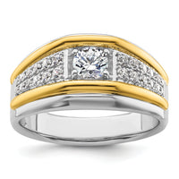 14k Two-tone 1/2 ct Lab Grown Diamond VS/SI+ G+ 3 Stone Comp Men's Ring-B220089