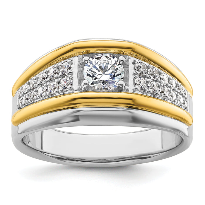 14k Two-tone 1/2 ct Lab Grown Diamond VS/SI+ G+ 3 Stone Comp Men's Ring-B220089