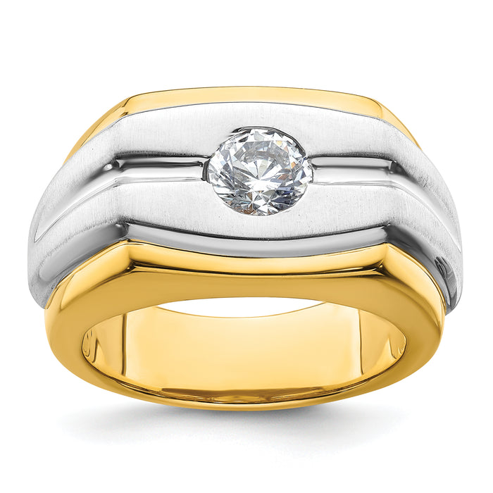 14k Two-tone 1 ct Lab Grown Diamond VS/SI+ G+ Complete Men's Ring-B220092-4YWLG