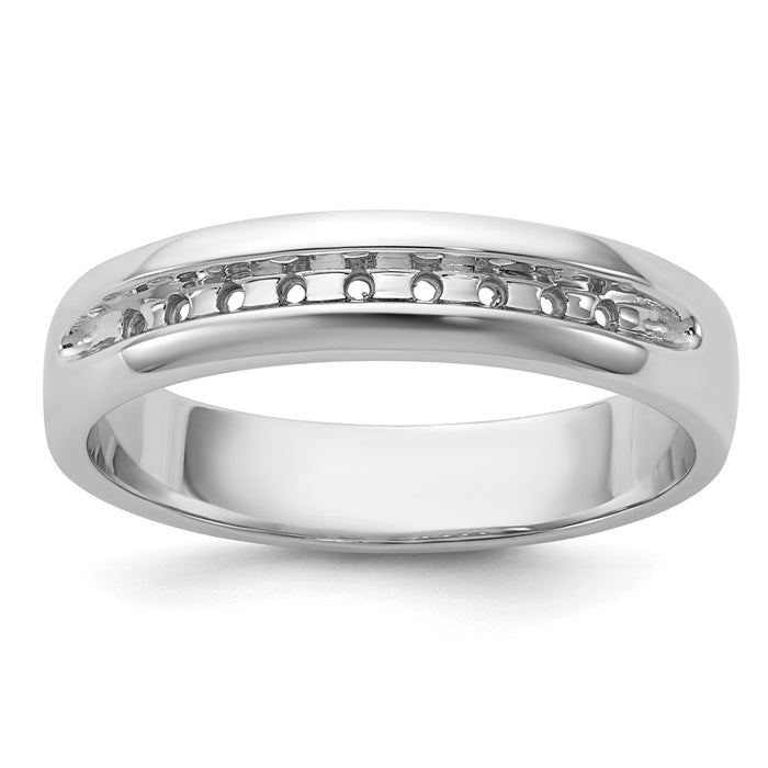 IBGoodman 14k White Gold Polished 9 Stone Men's Ring Mounting-B32990-4W