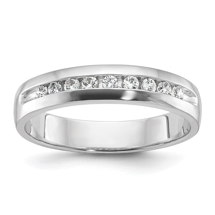 IBGoodman 14k White Gold Men's Polished 9-Stone 1/4 Carat AA Quality Diamond Ring-B32990-4WAA