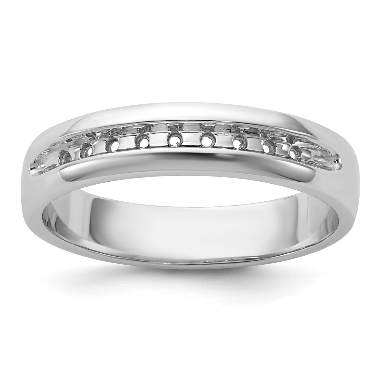 IBGoodman 14k White Gold Polished 9 Stone Men's Ring Mounting-B32990
