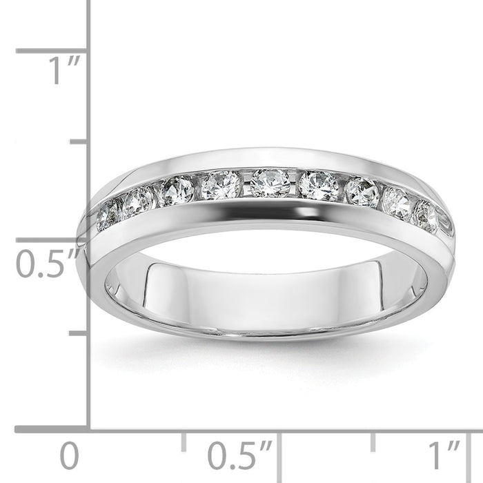 IBGoodman 14k White Gold Men's Polished 9-Stone 1/2 Carat AA Quality Diamond Ring-B32991-4WAA