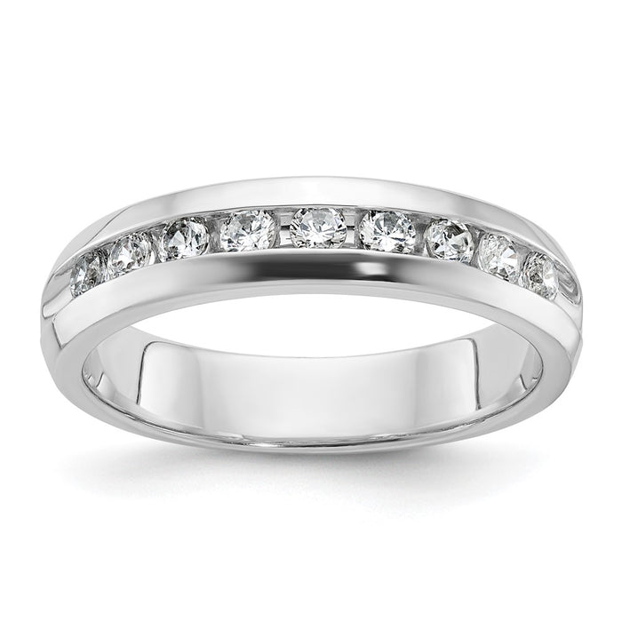 IBGoodman 14k White Gold Men's Polished 9-Stone 1/2 Carat AA Quality Diamond Ring-B32991-4WAA