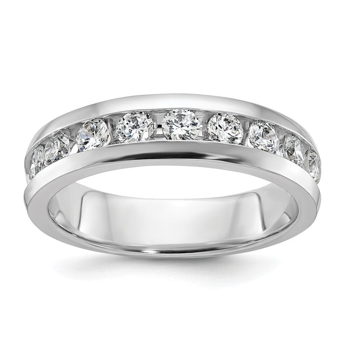 IBGoodman 14k White Gold Men's Polished 9-Stone 1 Carat AA Quality Diamond Ring-B32992-4WAA