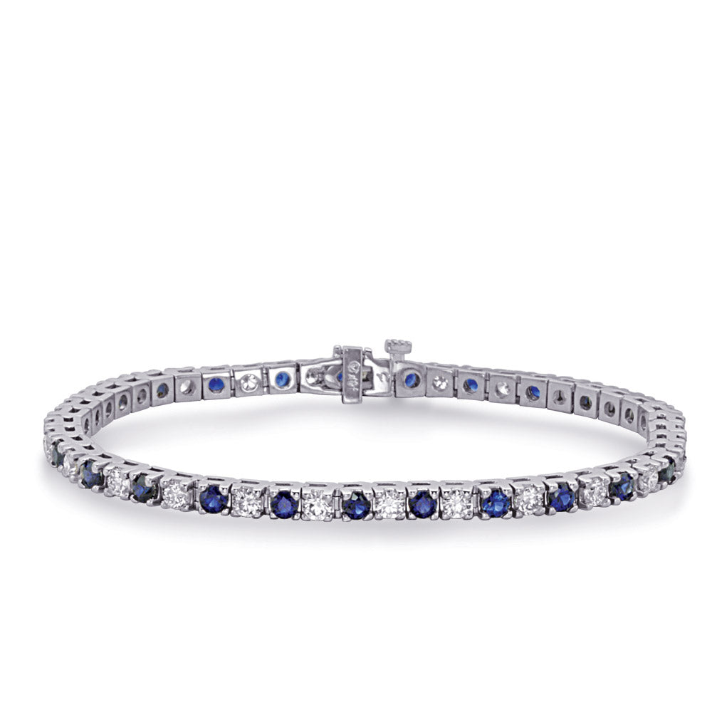 Sapphire & Diamond Four Prong Tennis