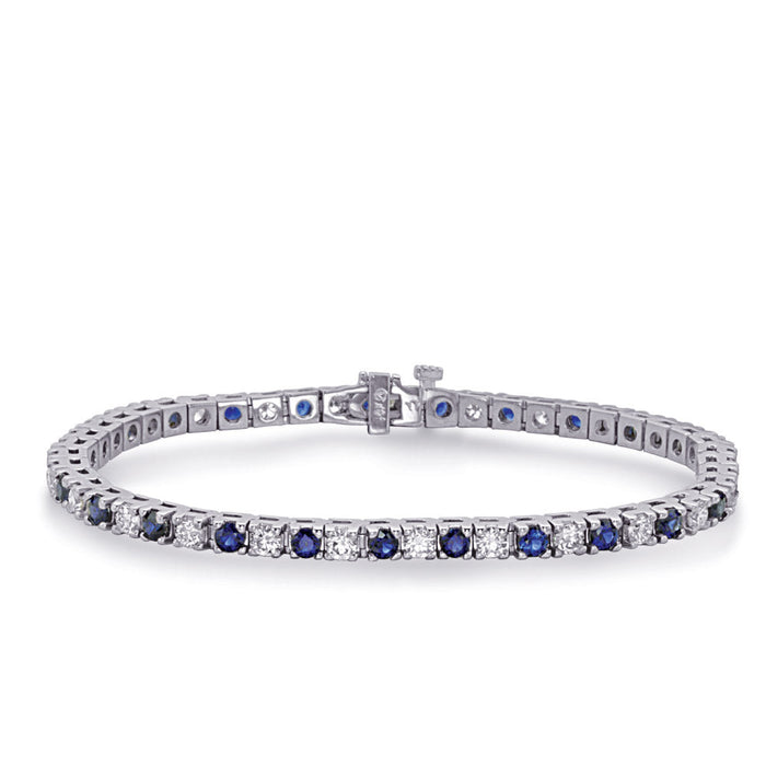 Sapphire & Diamond Four Prong Tennis