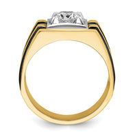 14k Two Tone w/ Blk RH 1 ct Lab Grown Dia VS/SI+ G+ Complete Men's Ring-B40154
