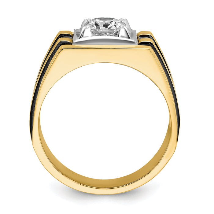 14k Two Tone w/ Blk RH 1 ct Lab Grown Dia VS/SI+ G+ Complete Men's Ring-B40154