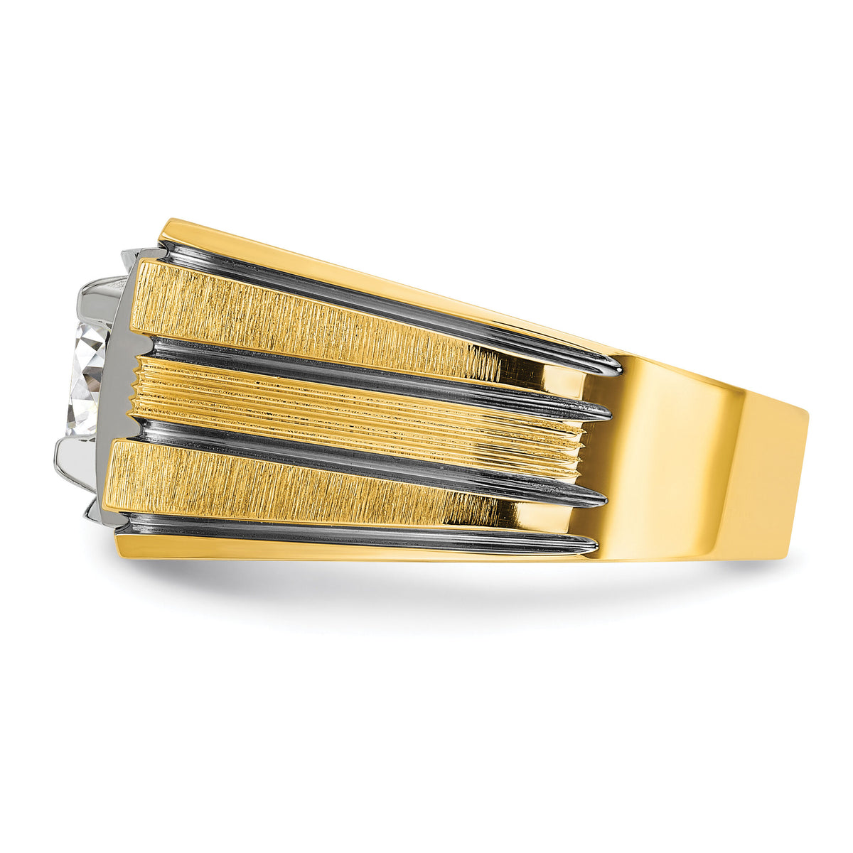 14k Two Tone w/ Blk RH 1 ct Lab Grown Dia VS/SI+ G+ Complete Men's Ring-B40154