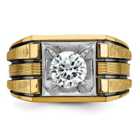 14k Two Tone w/ Blk RH 1 ct Lab Grown Dia VS/SI+ G+ Complete Men's Ring-B40154
