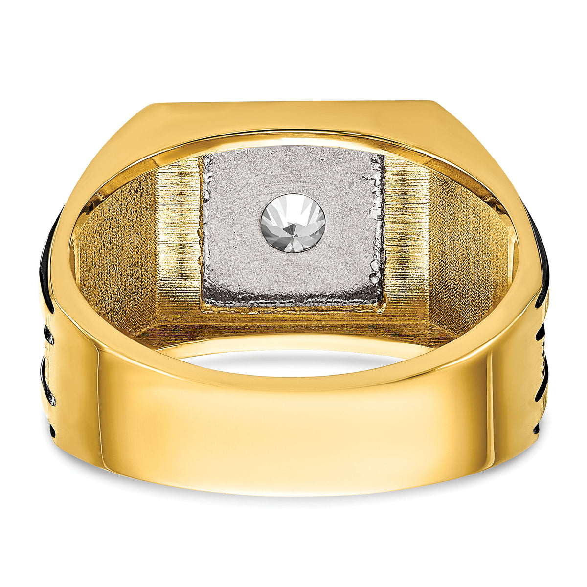 14k Two Tone w/ Blk RH 1 ct Lab Grown Dia VS/SI+ G+ Complete Men's Ring-B40154