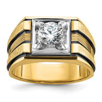 14k Two Tone w/ Blk RH 1 ct Lab Grown Dia VS/SI+ G+ Complete Men's Ring-B40154
