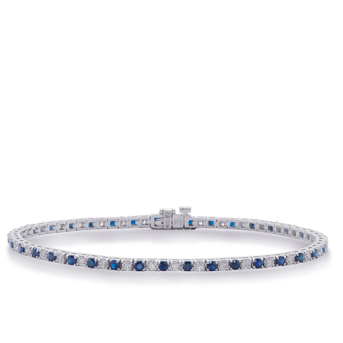 White Gold Sapphire & Diamond Tennis Br