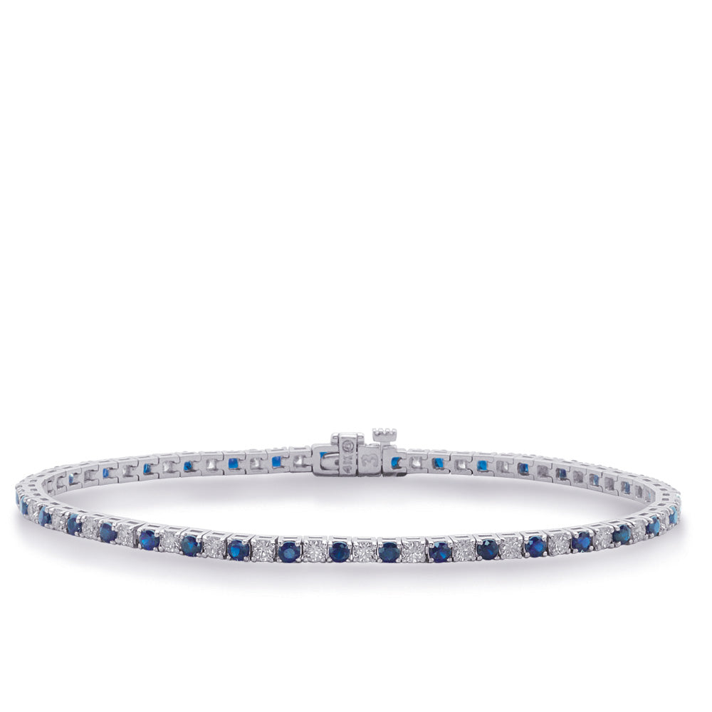 White Gold Sapphire & Diamond Tennis Br