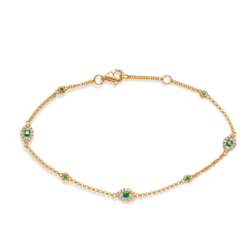 Yellow Gold Emerald & Diamond Bracelet