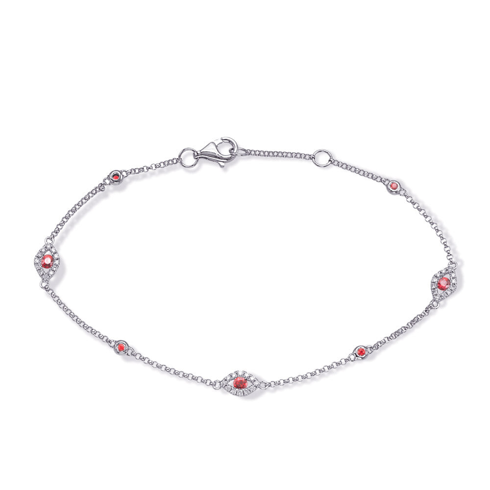 White Gold Ruby & Diamond Bracelet
