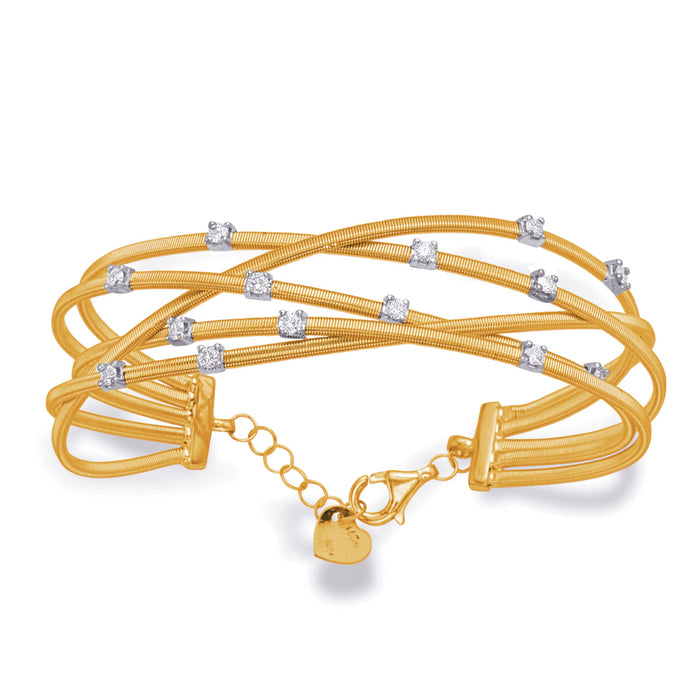 Yellow and White Gold Bangle Italian Mad