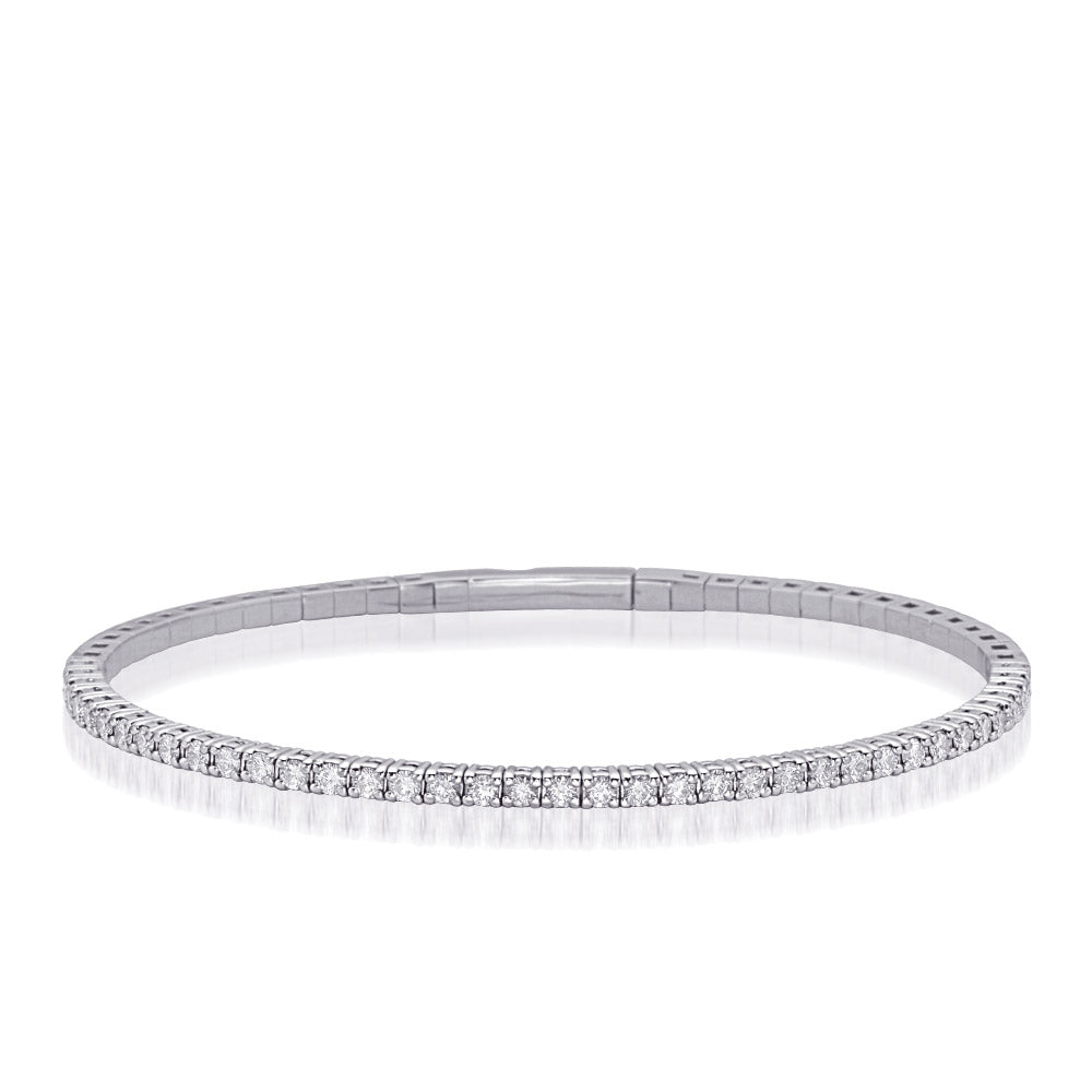 White Gold Flexible Bangle Bracelet