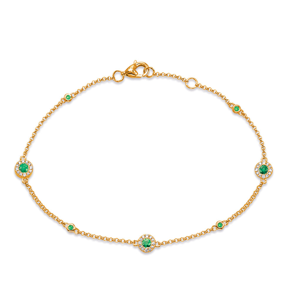 Yellow Gold Emerald & Diamond Bracelet