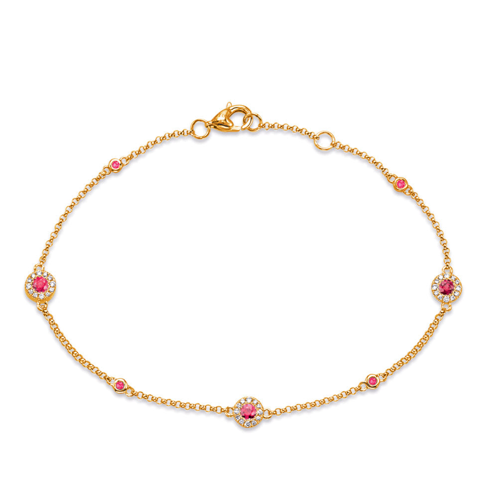 Yellow Gold Ruby & Diamond Bracelet