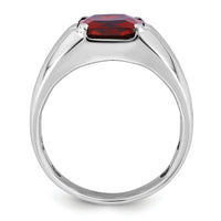 14k White Gold IBGoodman Men's Created Garnet and Diamond Complete Ring-B52000