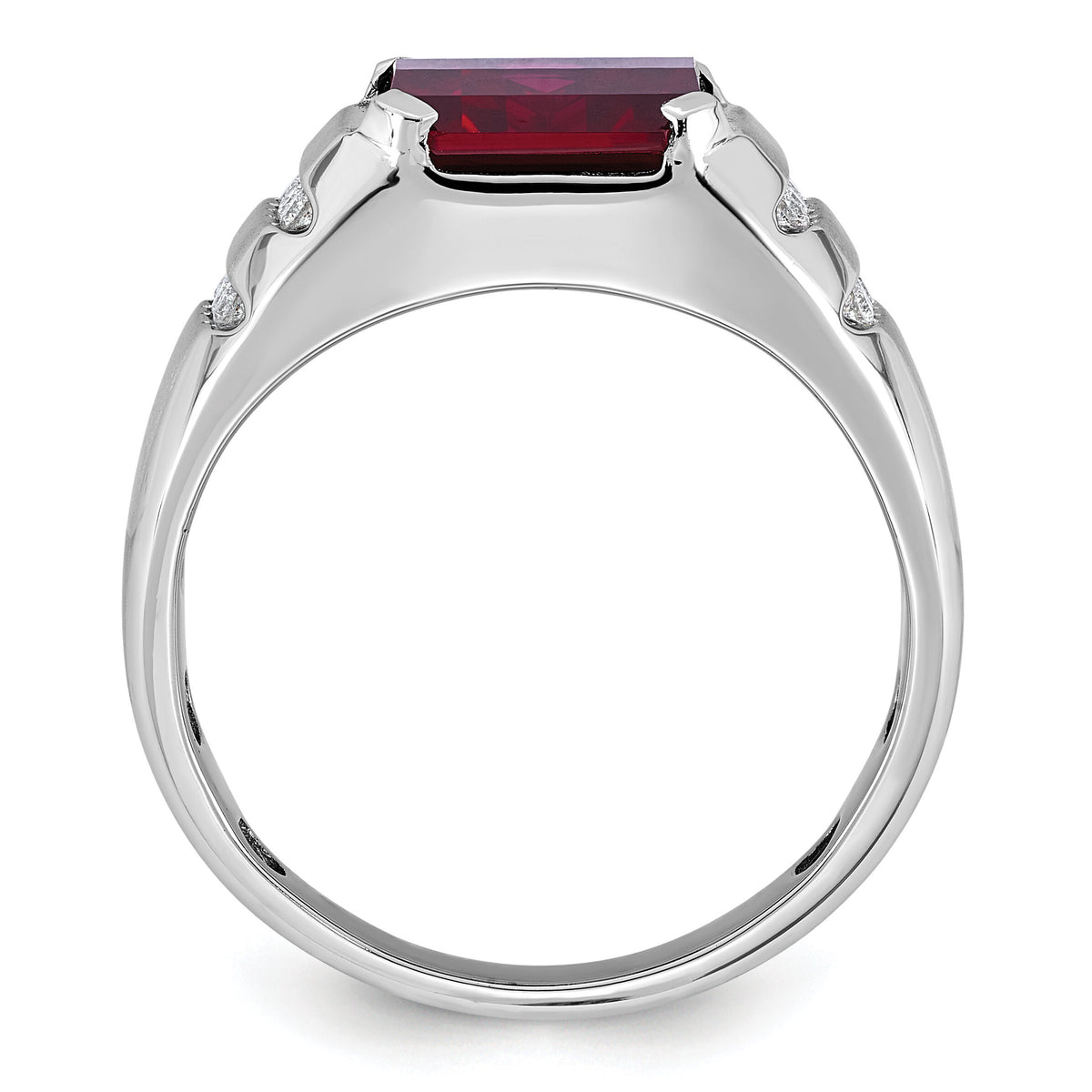 14k White Gold IBGoodman Men's Cr. Ruby and Diamond Complete Ring-B52002