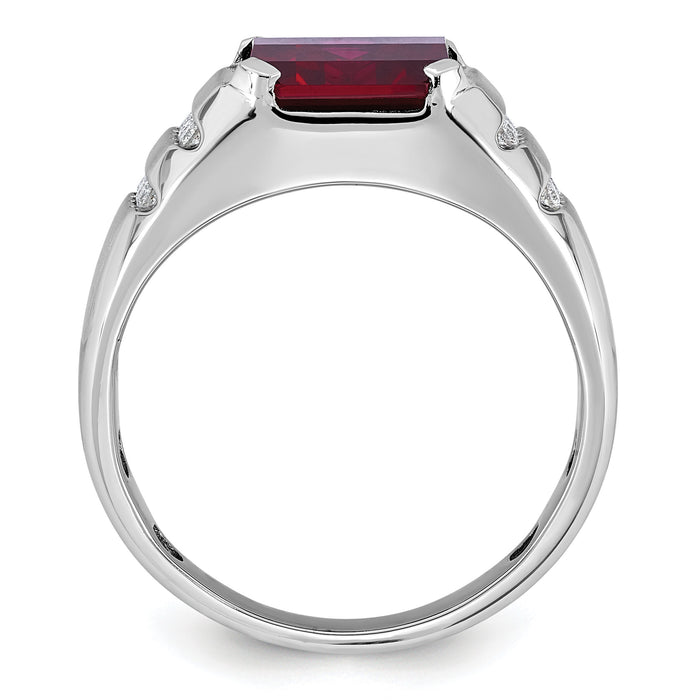 14k White Gold IBGoodman Men's Cr. Ruby and Diamond Complete Ring-B52002