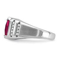 14k White Gold IBGoodman Men's Cr. Ruby and Diamond Complete Ring-B52002