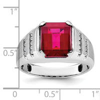 14k White Gold IBGoodman Men's Cr. Ruby and Diamond Complete Ring-B52002