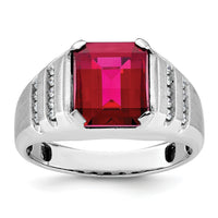 14k White Gold IBGoodman Men's Cr. Ruby and Diamond Complete Ring-B52002